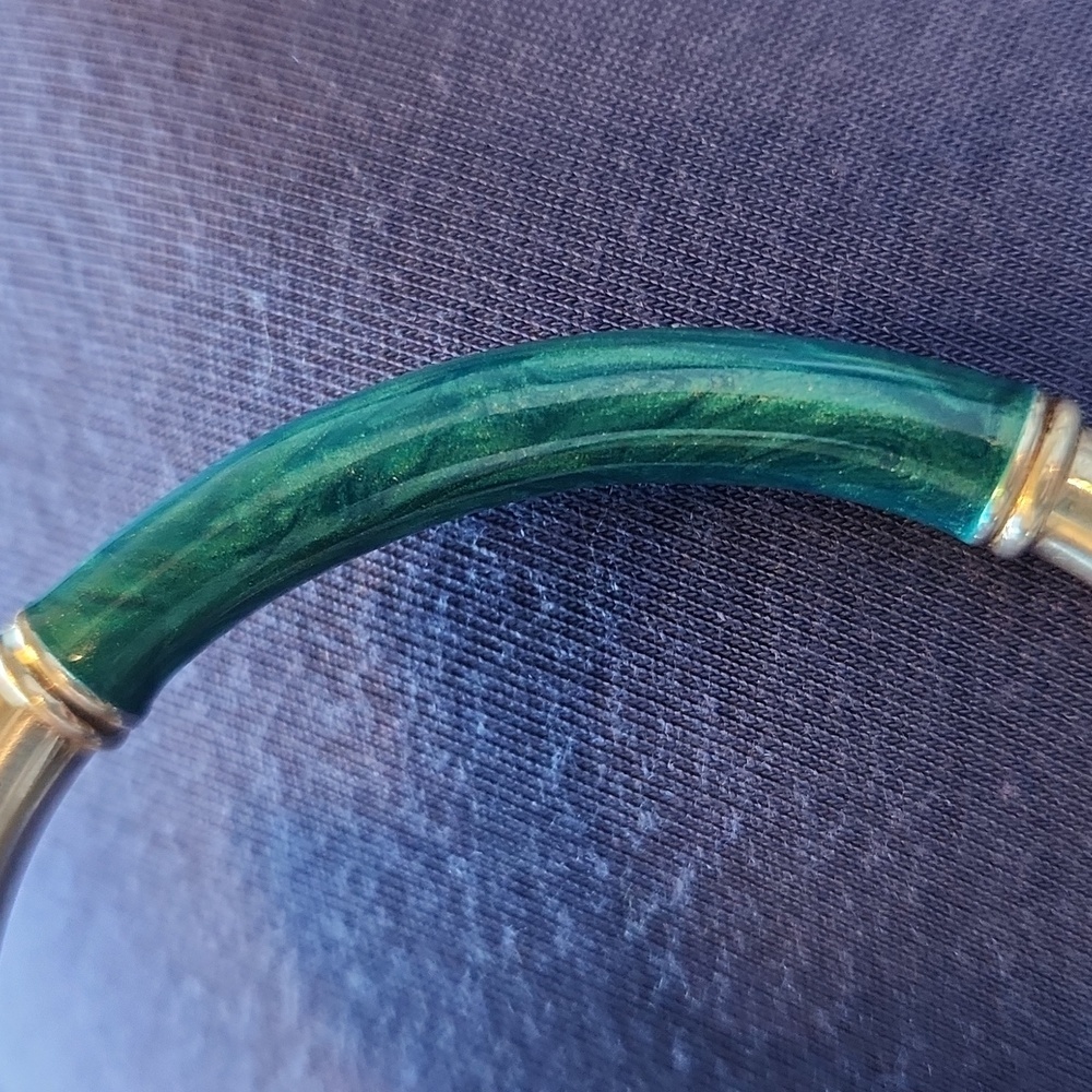 Milor Italy Green Enamel Sterling Silver Bangle Bracelet 925 - Picture 7 of 8